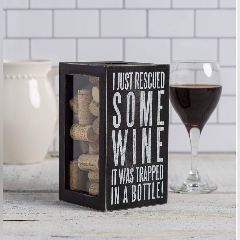Black Wine Cork Holder Box